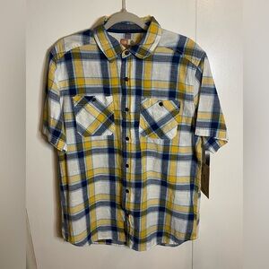 New Ruff Hewn Men’s Short Sleeve Button Down Shirt, Medium